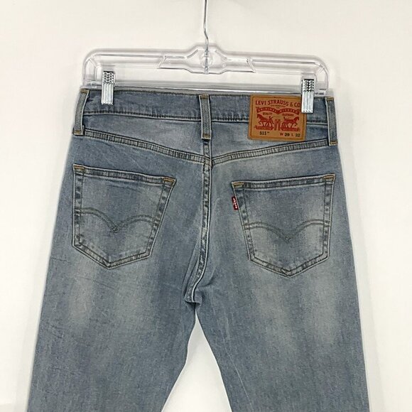 Levis 511 Jeans Mens 29x27 Blue Slim Straight Mid Rise Light Wash Stretch Denim - Picture 5 of 12